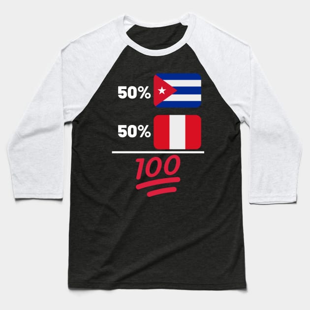 Cuban Plus Peruvian Mix Heritage Baseball T-Shirt by Just Rep It!!